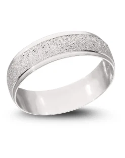 Jacamo 9 Carat White Gold Sparkle D Shape 6mm Wedding Band