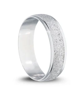 Jacamo 9 Carat White Gold Sparkle D Shape 6mm Wedding Band