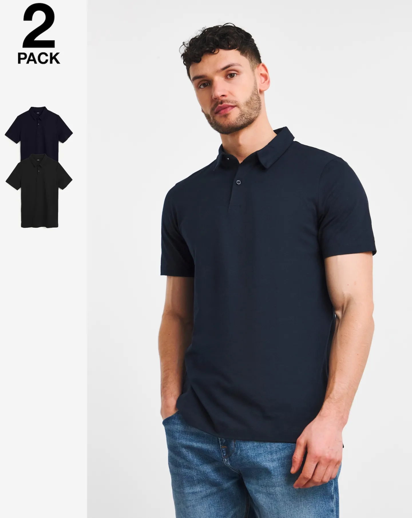 Jacamo 2 Pack Pure Cotton Jersey Polo