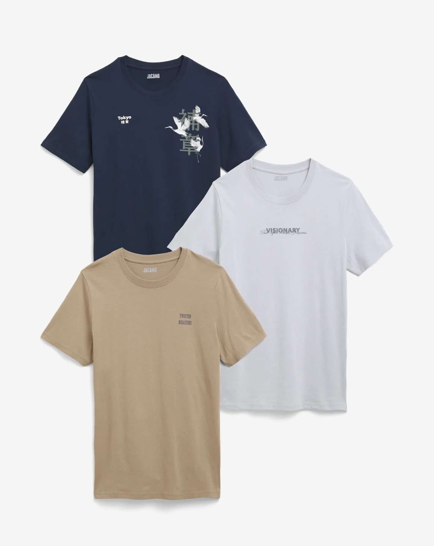 Jacamo 3 Pk Graphic T-Shirts Long