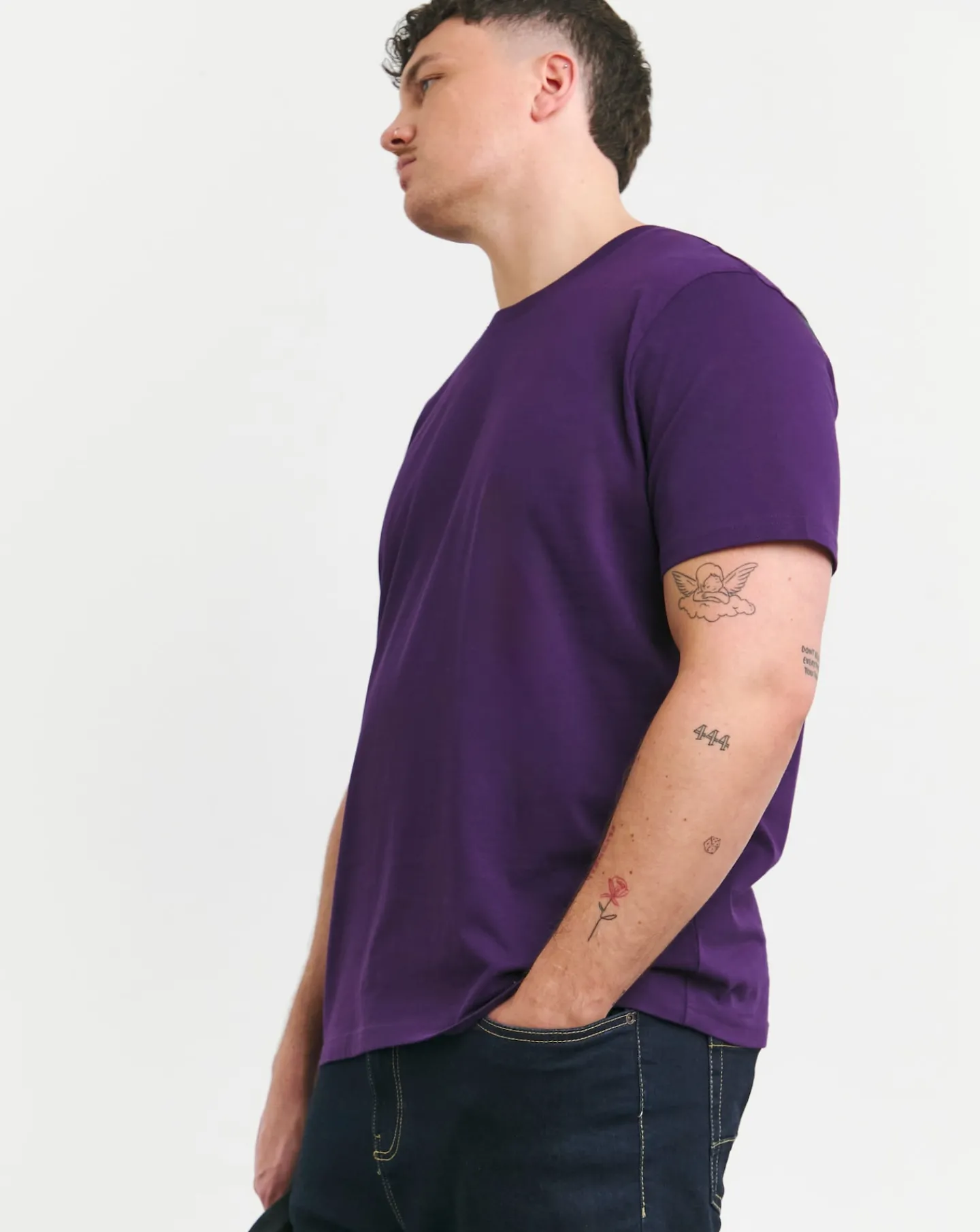 Jacamo 5 Pk Pure Cotton Crew Neck T-Shirts Long