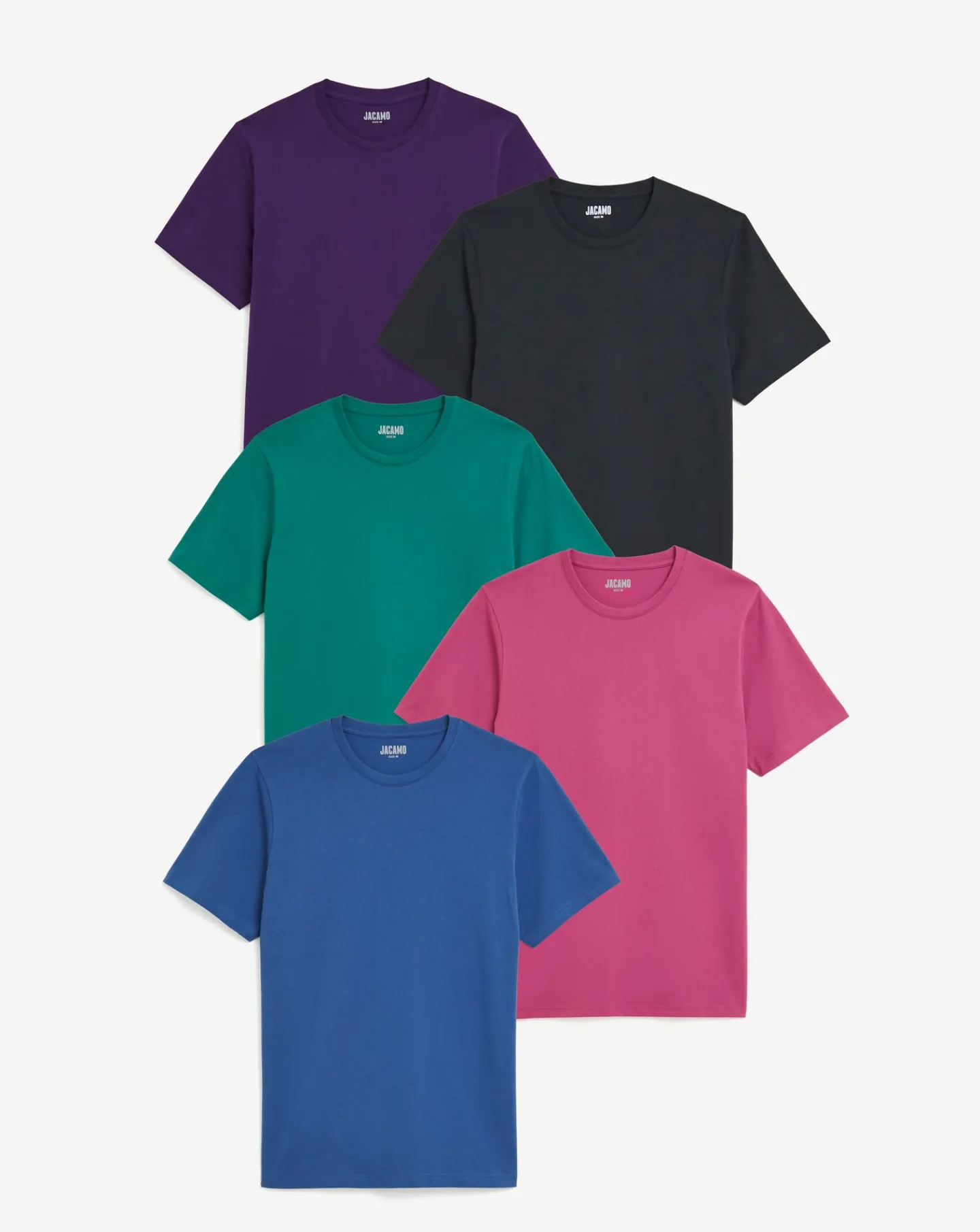 Jacamo 5 Pk Pure Cotton Crew Neck T-Shirts Long