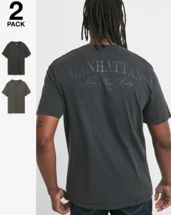 Jacamo 2 Pk Relaxed Fit Graphic T-Shirts