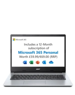 acer Aspire 1 Laptop - 14in HD Intel Celeron N4500 4GB 64GB