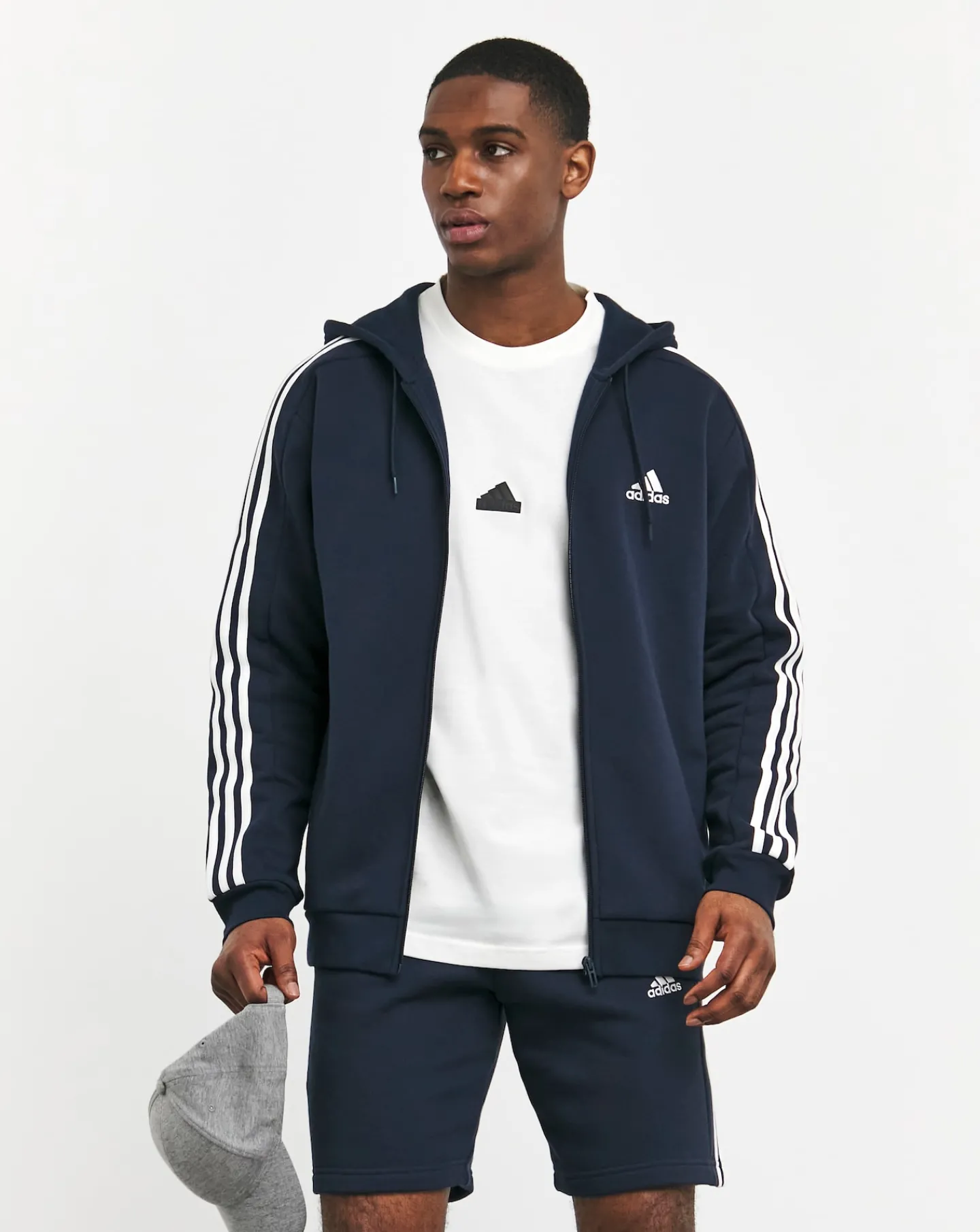 adidas 3-Stripes Fleece Full Zip Hoodie