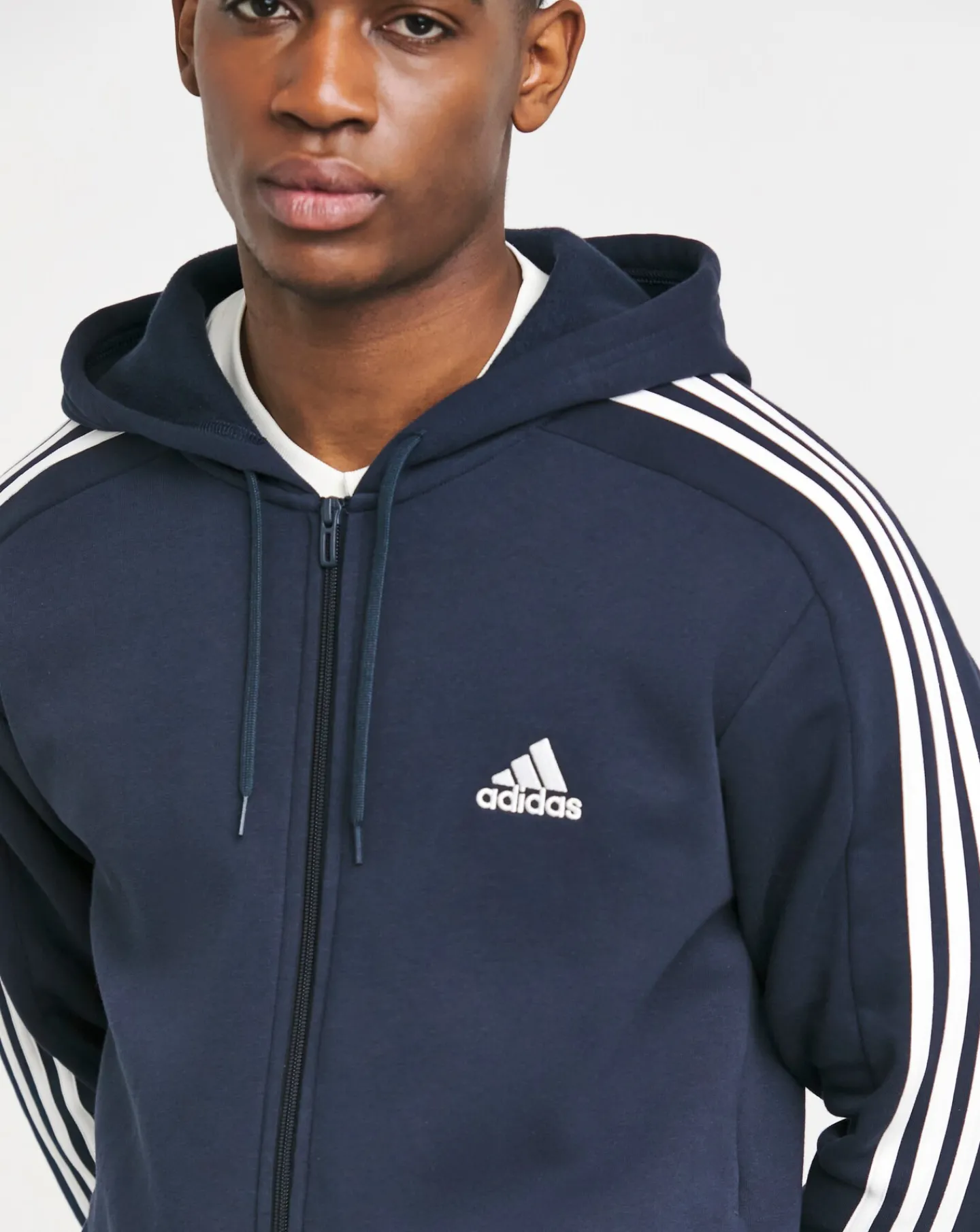 adidas 3-Stripes Fleece Full Zip Hoodie