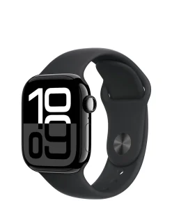 Apple Watch Series 10 GPS 42mm Jet Black Aluminium Case, Black Sport Band - S/M