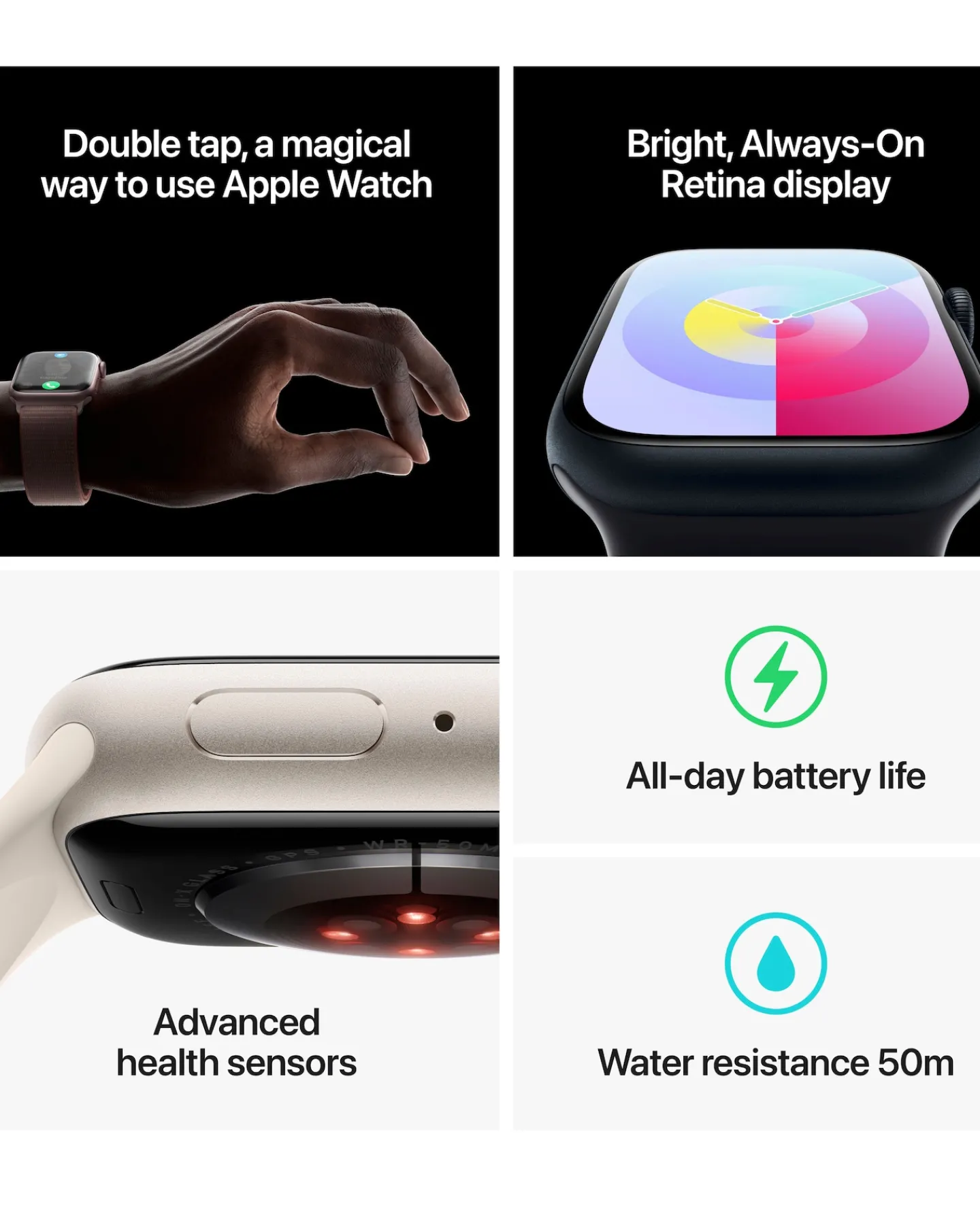 Apple Watch Series 9 GPS 45mm Aluminium Case, Light Sport Band - S/M