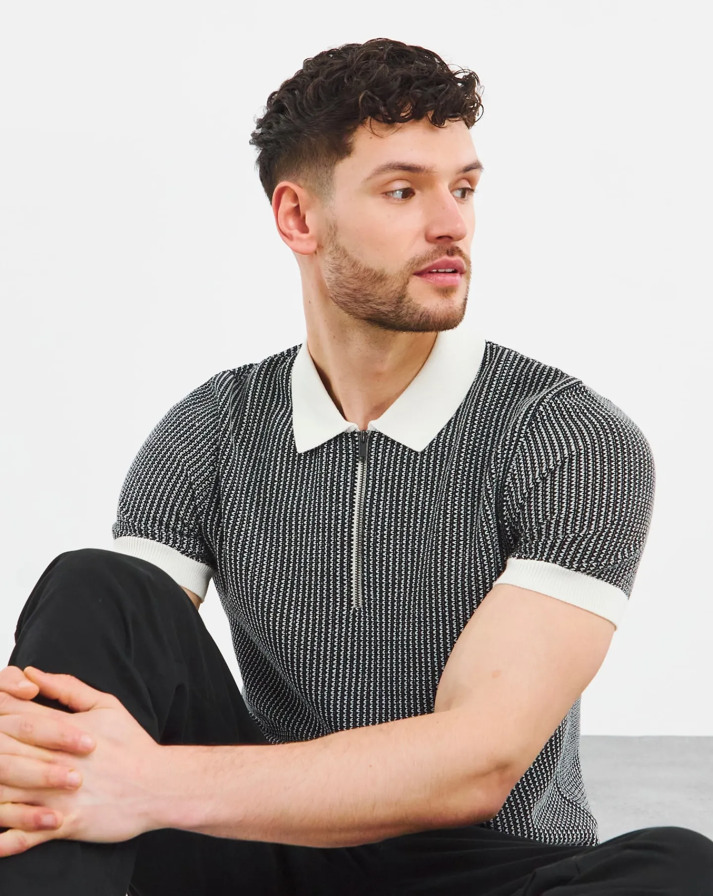 Ben Sherman Zip Neck Knitted Polo