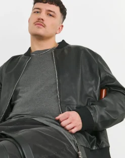 Jacamo Leather Bomber Jacket