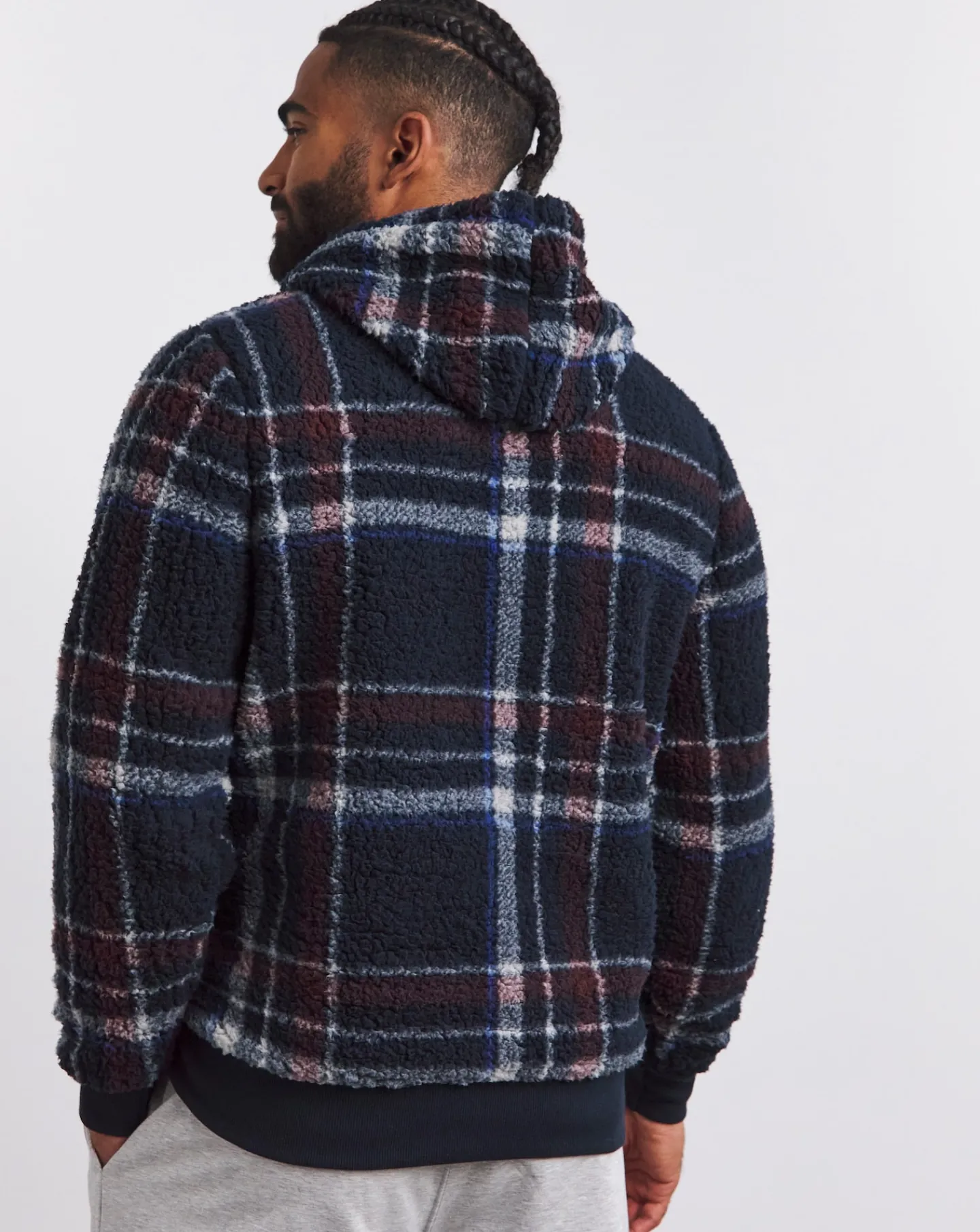 Jacamo Borg Check Fleece Lounge Hoodie