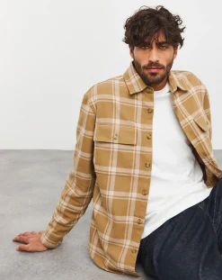BOSS Beige Checked Overshirt