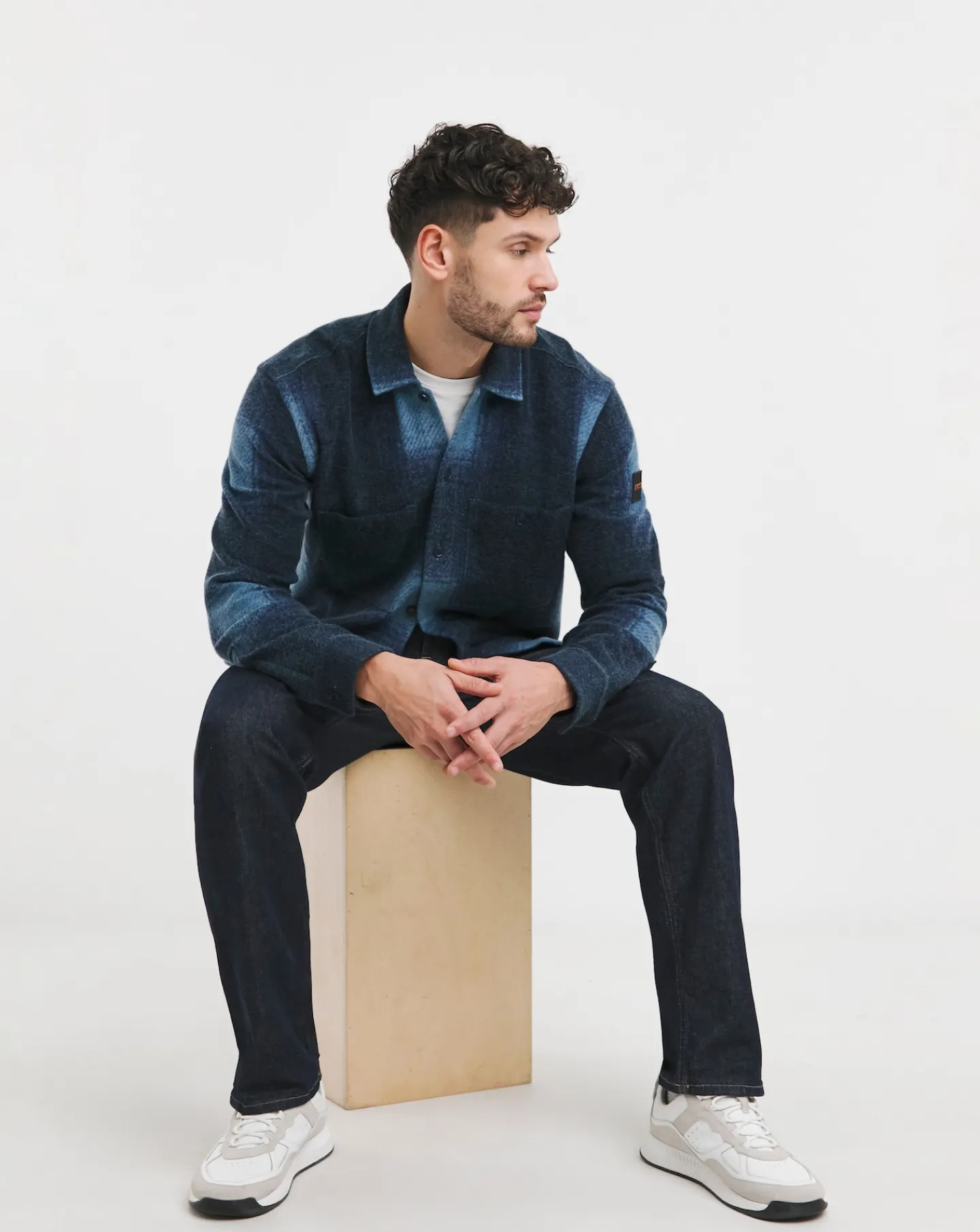 BOSS Blue Checked Overshirt