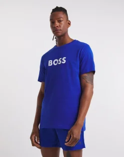 BOSS Bright Blue Logo Beach T-Shirt
