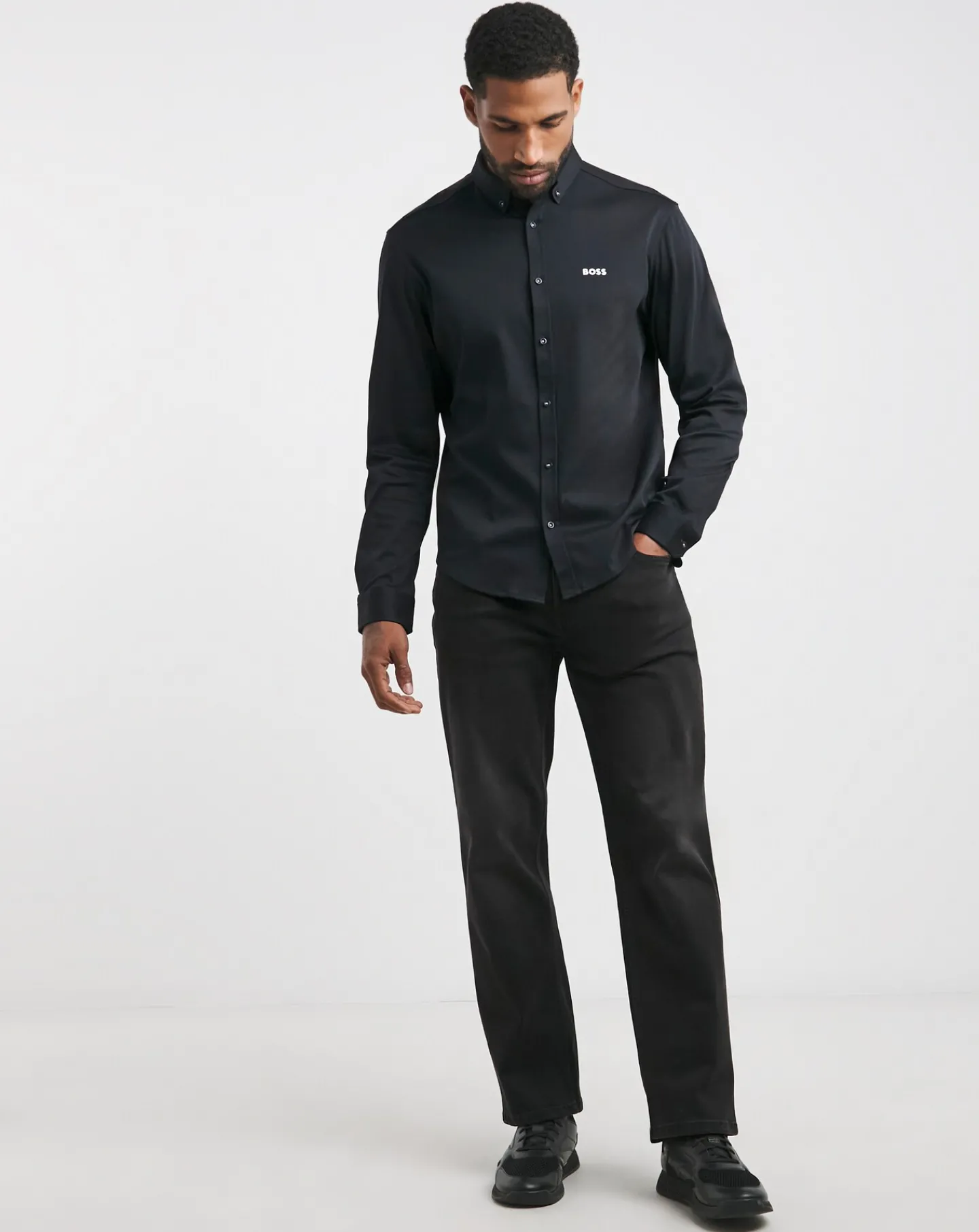 BOSS Dark Blue Long Sleeve Motion Shirt