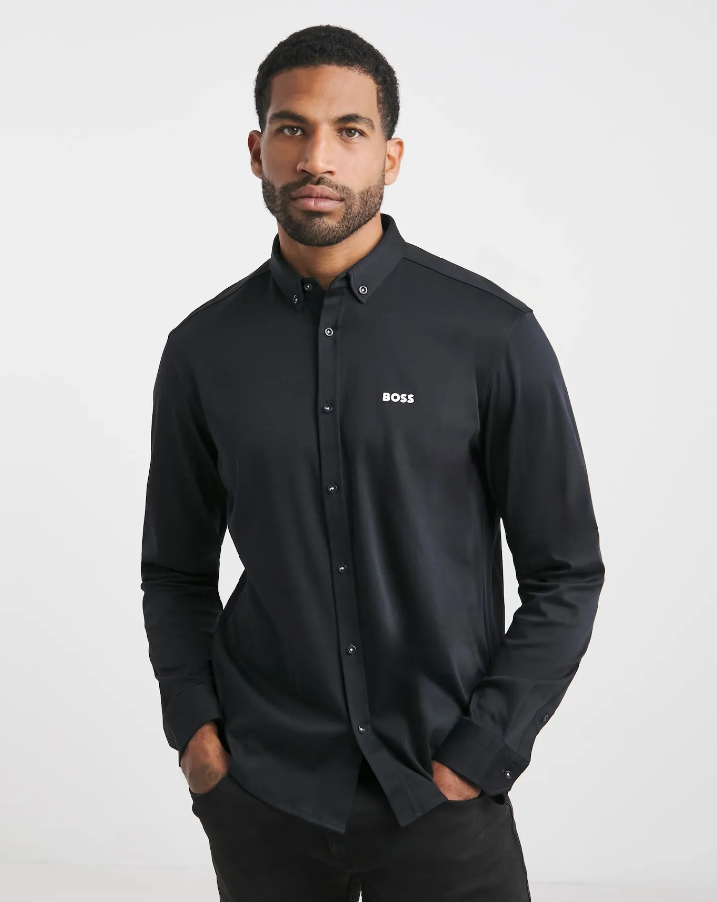 BOSS Dark Blue Long Sleeve Motion Shirt