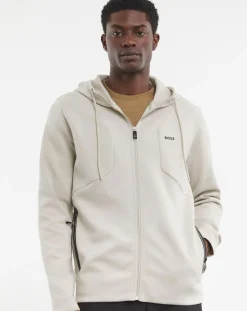 BOSS Full Zip Light Beige Hoody