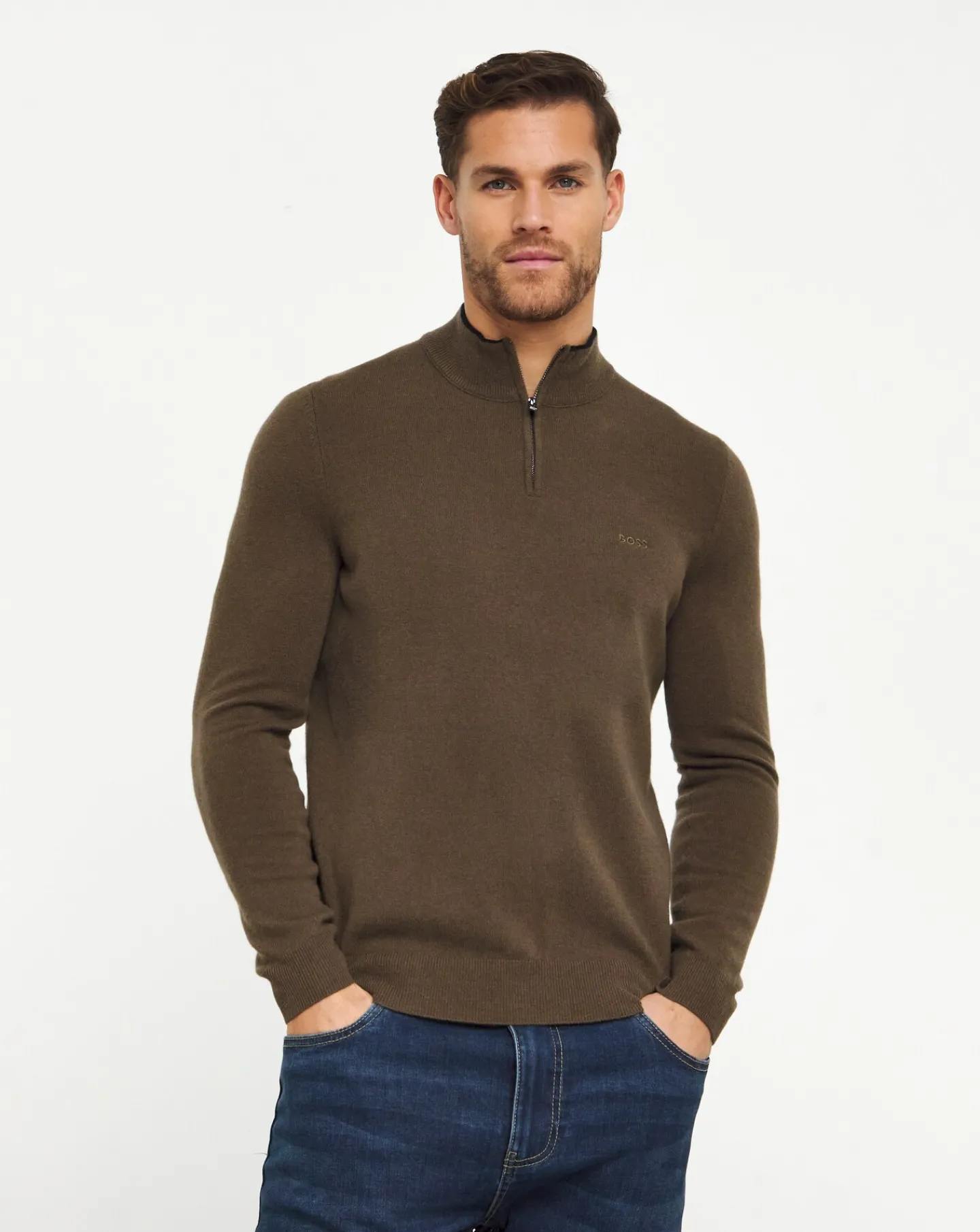 BOSS Half Zip Knit Jumper