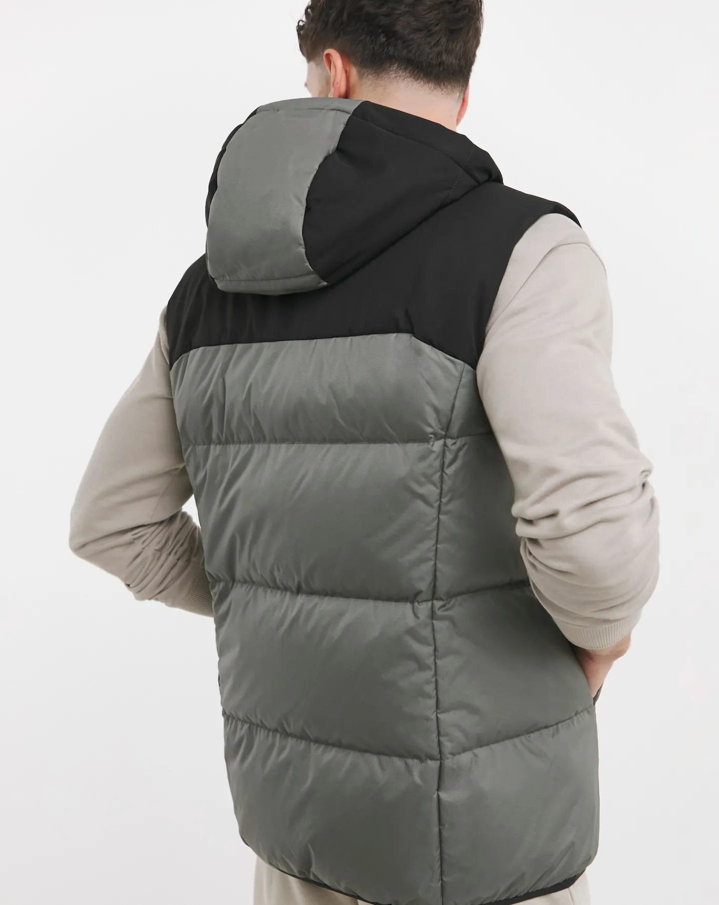 BOSS Grey Colourblock Hooded Gilet