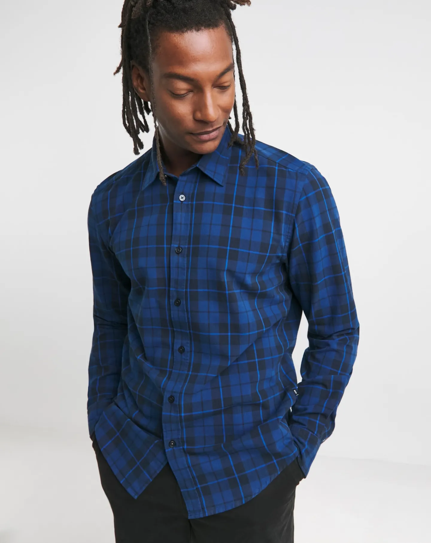 BOSS Long Sleeve Blue Check Shirt