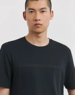BOSS Short Sleeve Chest Stripe Dark Blue T-Shirt