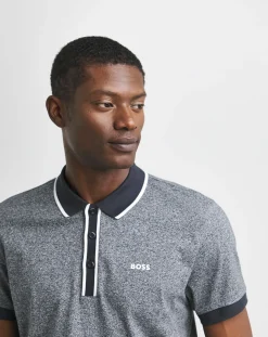 BOSS Short Sleeve Dark Blue Contrast Placket Polo