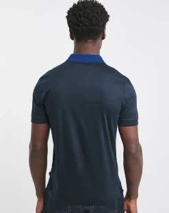 BOSS Short Sleeve Dark Blue Contrast Collar Polo