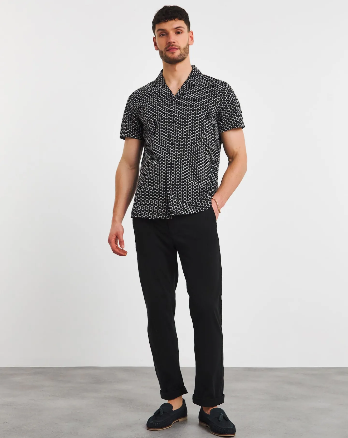Jacamo Broderie Cuban Collar Shirt