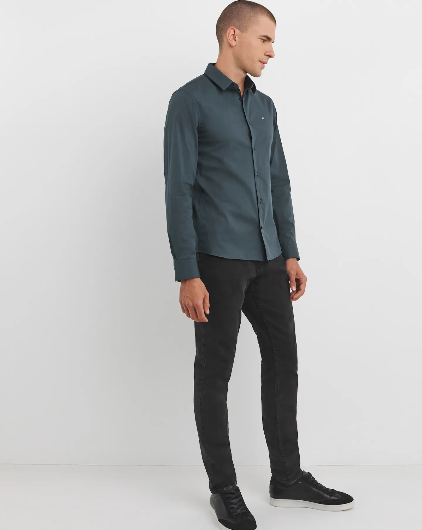 Calvin Klein Classic Poplin Stretch Shirt Navy