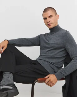 Calvin Klein Merino Quarter Zip Dark Grey Jumper