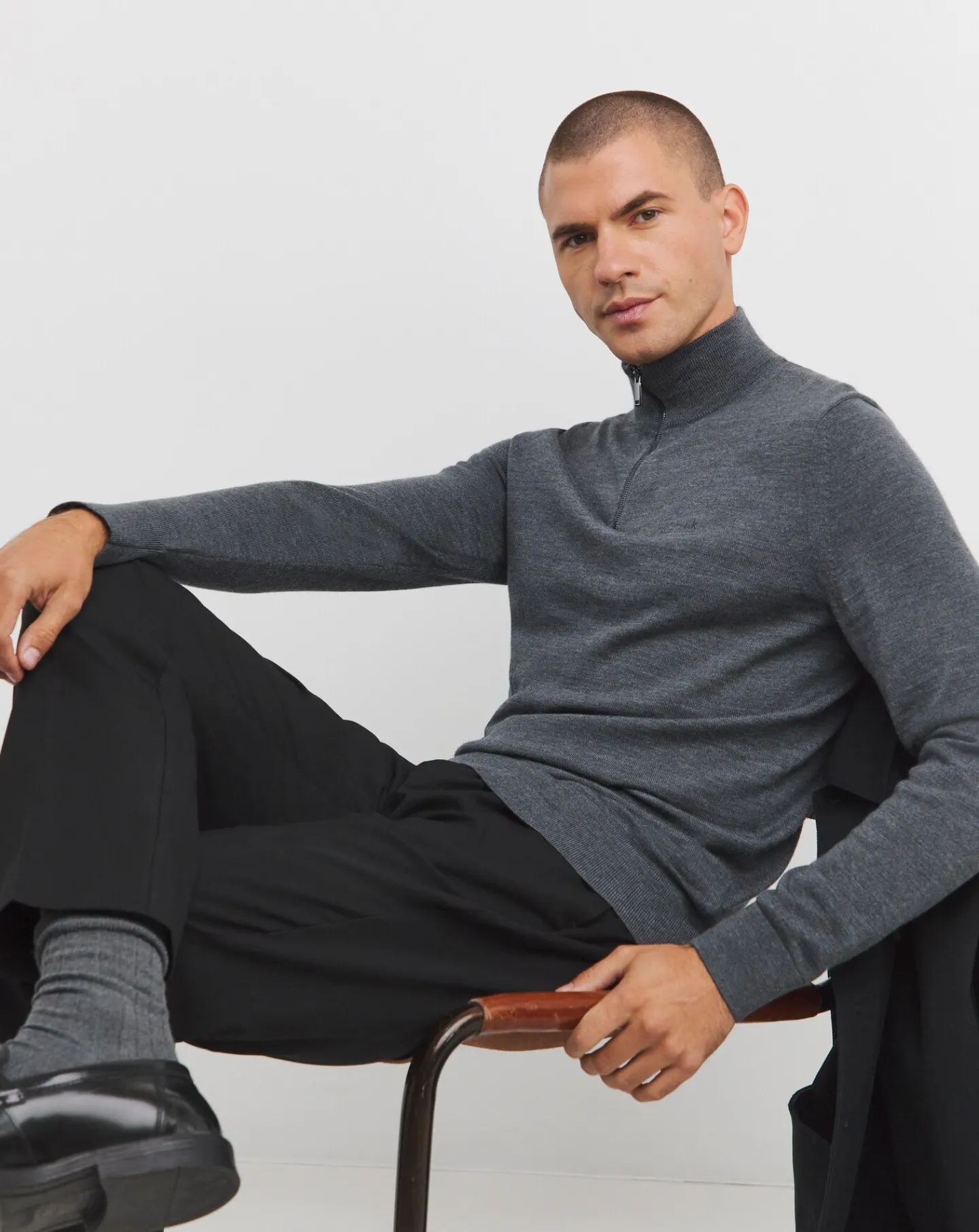 Calvin Klein Merino Quarter Zip Dark Grey Jumper