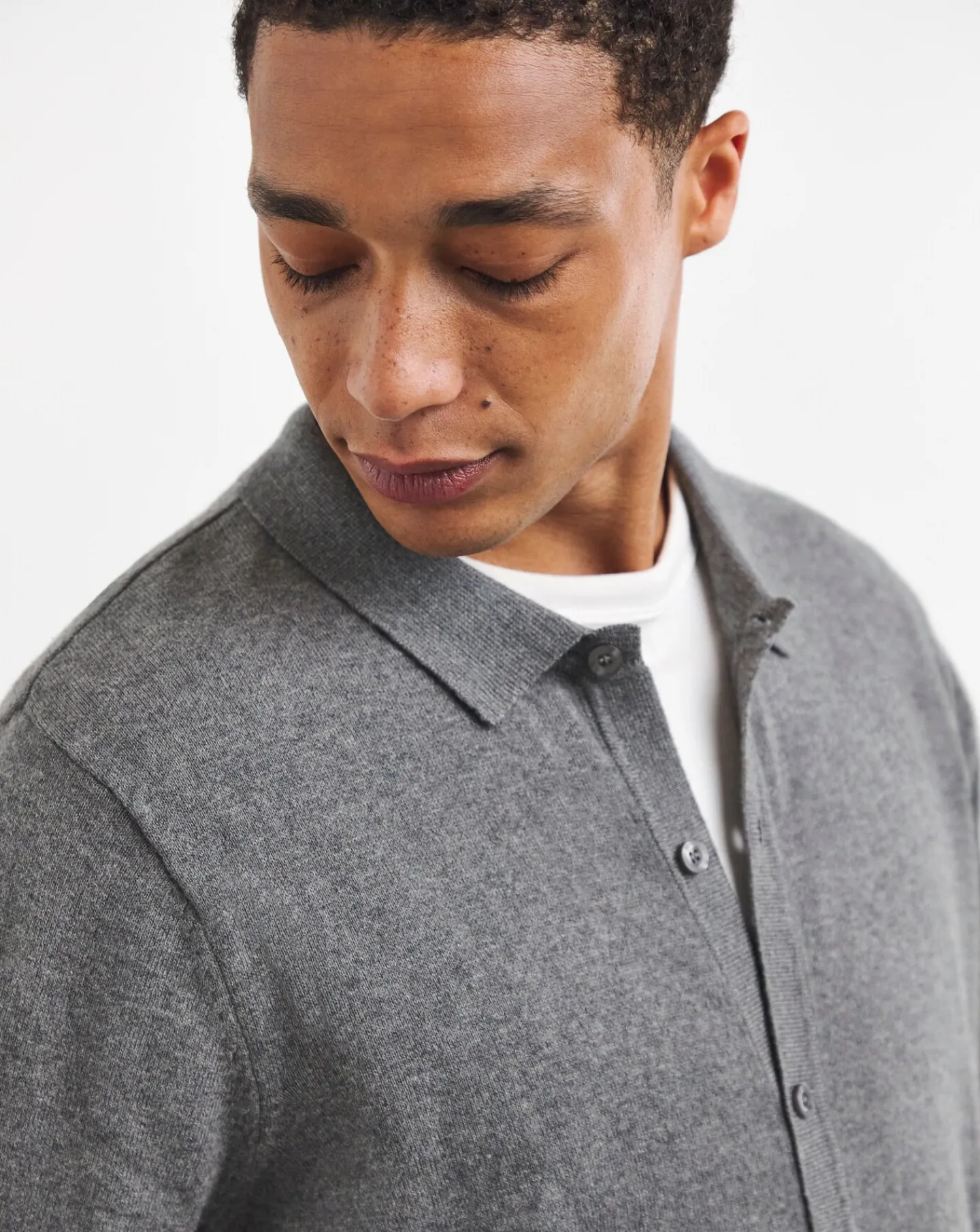 Jacamo Cashmere Button Through Long Sleeve Polo