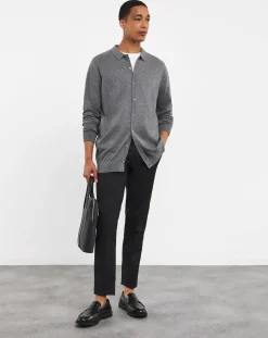 Jacamo Cashmere Button Through Long Sleeve Polo