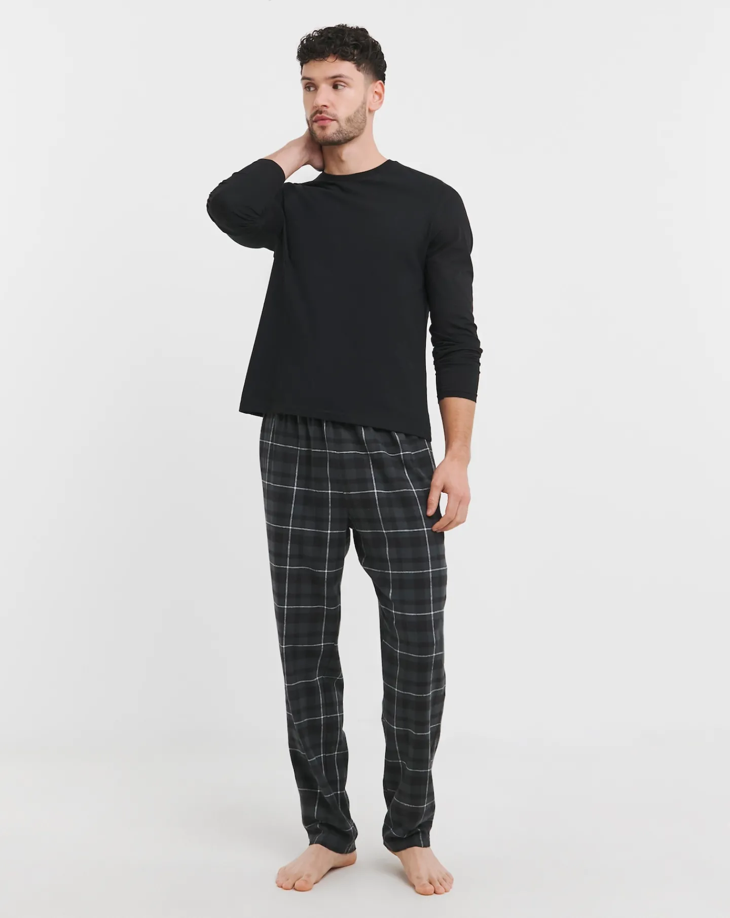 Jacamo Check Fleece Bottom Lounge Set