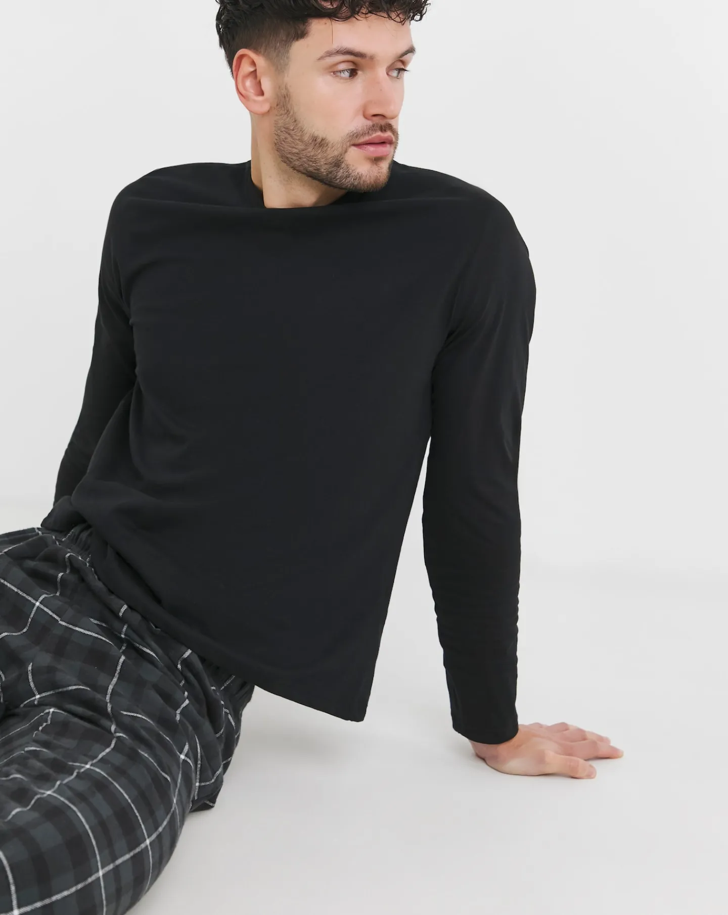 Jacamo Check Fleece Bottom Lounge Set