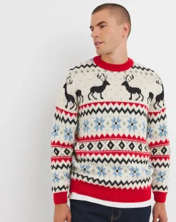 Jacamo Christmas Fairisle Relaxed Fit Jumper