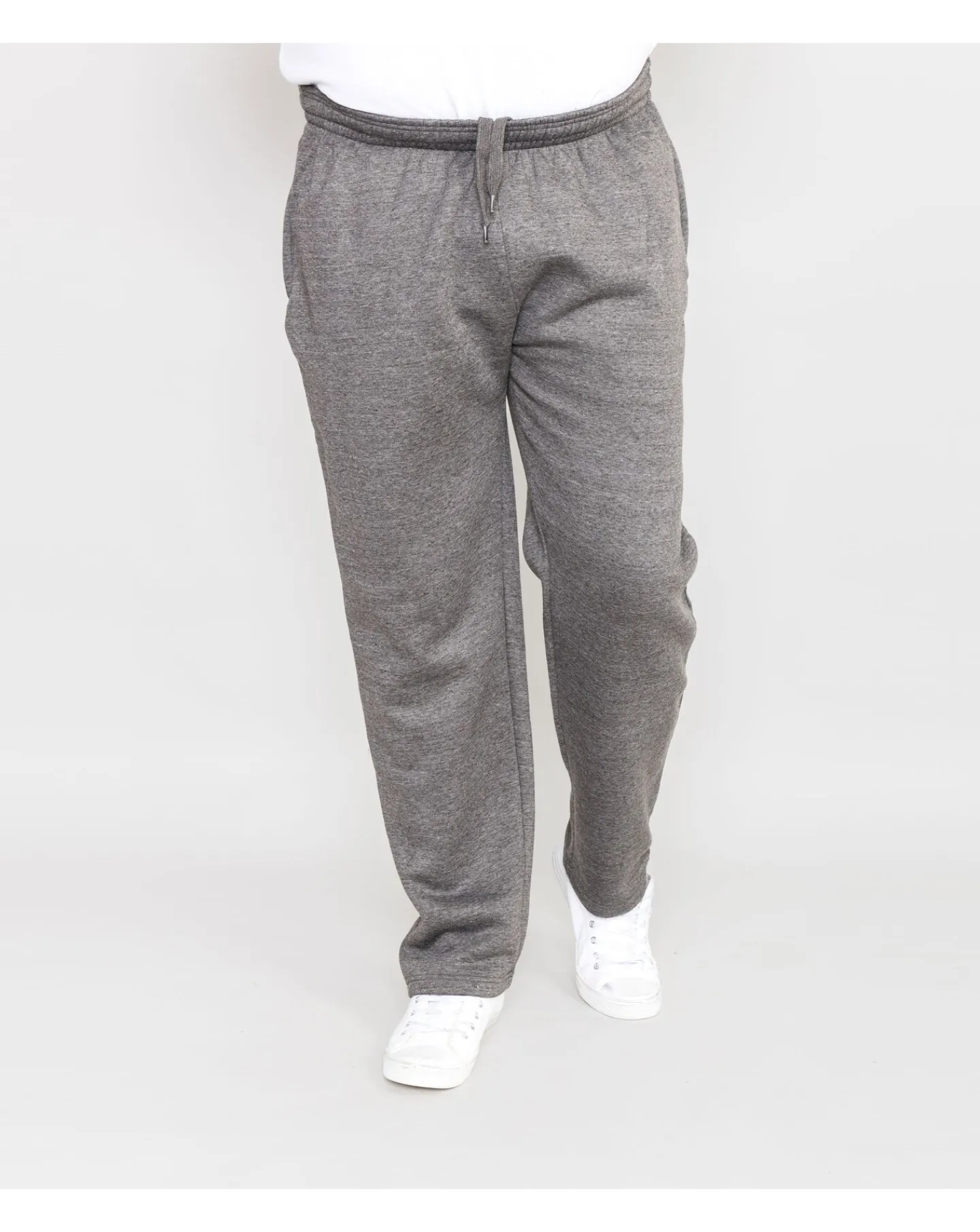 D555 Albert Heavy Weight Jogging Bottom With Open Hem & Zipper Pockets Grey