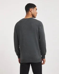 Jacamo Dark Grey Marl V Neck Knitted Jumper
