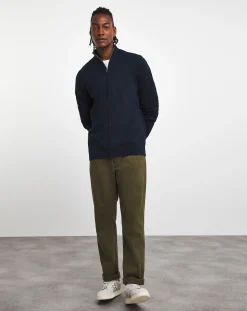 Jacamo Dark Zip Through Funnel Neck Knit Cardigan