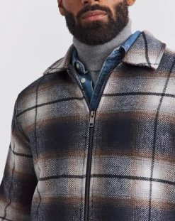 Jacamo Faux Wool Check Zip Detail Shacket