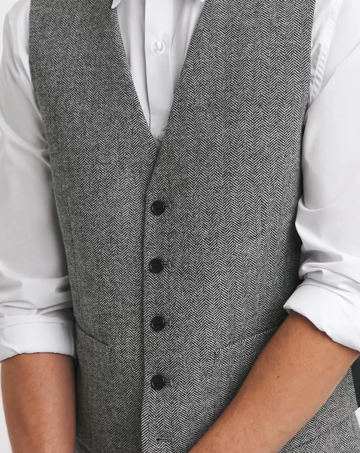 Jacamo Herringbone Tweed Reg Fit Waistcoat