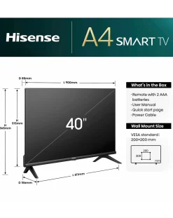 Hisense 40in 40A4NTUK Smart Full HD LED Freeview TV