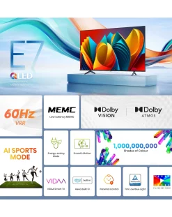 Hisense 55in 55E7NQTUK Smart 4K UHD HDR QLED TV with Amazon Alexa