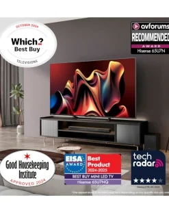 Hisense 65in 65U7NQTUK Smart 4K UHD HDR Mini-LED TV with Amazon Alexa