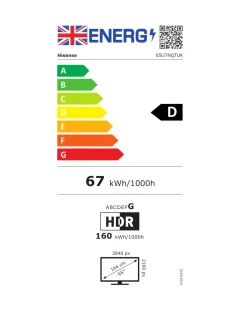 Hisense 65in 65U7NQTUK Smart 4K UHD HDR Mini-LED TV with Amazon Alexa