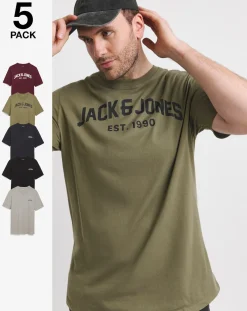 JACK & JONES Jack & Jones Josh 5 Pack Crew Neck T-Shirt