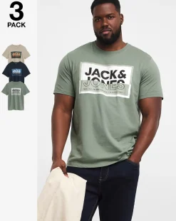 JACK & JONES Jack & Jones Logan 3 Pack Crew Neck T-Shirt
