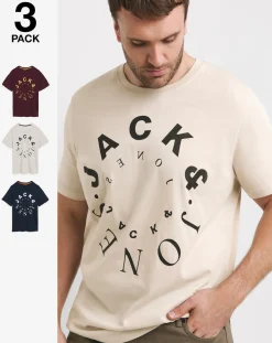 JACK & JONES Jack & Jones Warrior 3 Pack Crew Neck T-Shirt
