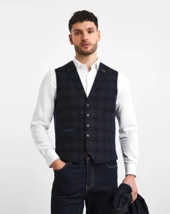 Joe Browns Navy Check Suit Waistcoat
