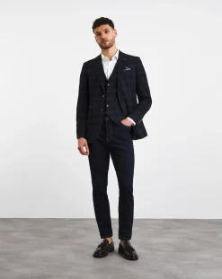 Joe Browns Navy Check Suit Waistcoat